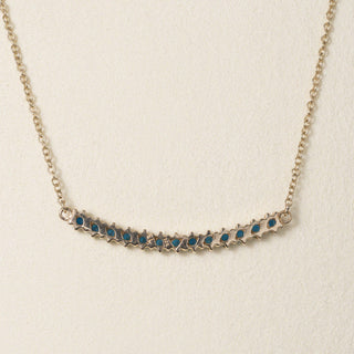 Estate 14K Gold 0.78 Carats Topaz Curved Bar Pendant Necklace