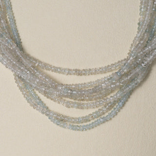 Estate 14K Gold 400 Carats Aquamarine 8 Strand Faceted Beaded Necklace