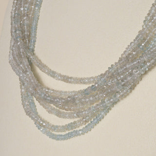 Estate 14K Gold 400 Carats Aquamarine 8 Strand Faceted Beaded Necklace