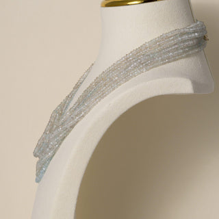 Estate 14K Gold 400 Carats Aquamarine 8 Strand Faceted Beaded Necklace