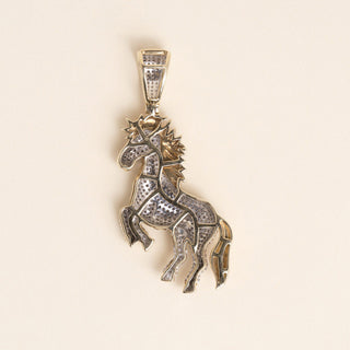 Vintage 1980s 10K Two-Tone Gold 4-Carat Diamond Horse Pendant Charm
