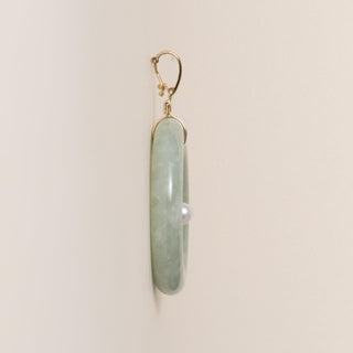 Vintage 1960s 14K Gold Lucky Dragon Jade & Pearl Pendant, Hinged Bale