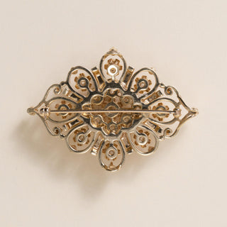 Victorian Revival 14K Gold 3CT Antique Cut Diamond & Enamel Pendant Brooch
