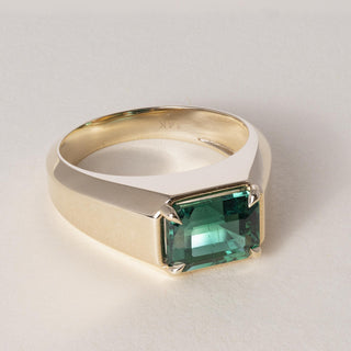 14K Gold 2.90 Carat Emerald Cut Emerald Ring