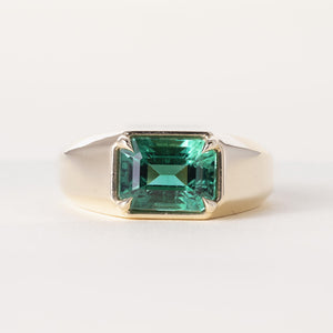 14K Gold 2.90 Carat Emerald Cut Emerald Ring