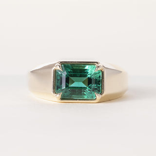 14K Gold 2.90 Carat Emerald Cut Emerald Ring