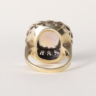 Vintage 14K Gold Opal and Diamond and Enamel Cocktail Ring