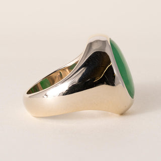 GIA Certified 6.17 Carat Jade No Treatment Bezel Set 18K Gold Vintage Ring