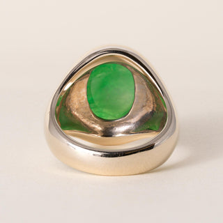 GIA Certified 6.17 Carat Jade No Treatment Bezel Set 18K Gold Vintage Ring