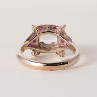 18K Rose Gold 2.08 Carat Orange Peach Sapphire No Heat and Ruby Diamond Ring