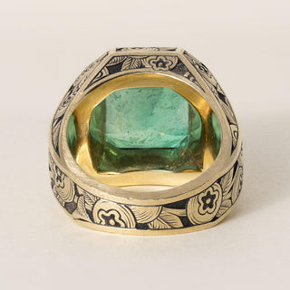 Estate 8.50ct Colombian Emerald Huckleberry 18K Gold Ring, GIA Certified