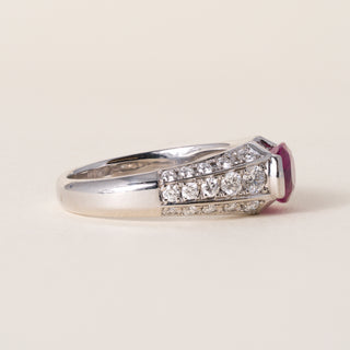 Vintage Platinum 1.17 Carat Oval Burma Ruby and Diamond Ring