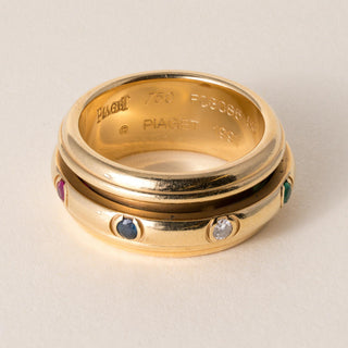 Piaget Possession 18K Gold Diamond and Gemstone Spinner Ring Band