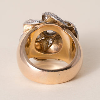 Vintage Retro 15K Gold 1.65ct Old European Cut Swirl Chunky Ring