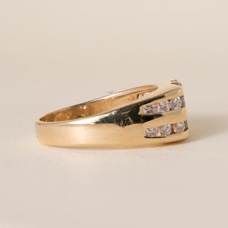 Vintage Starburst 14K Gold 1.45 Carats Diamond Channel Set Ring