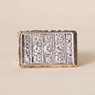 Vintage 14K Gold 1 .25 Carat Diamond Chunky Two Tone Gold Nugget Ring