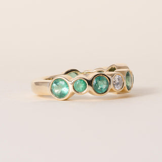 Estate Elena Votsi Emerald and Diamond Bezel Flow Ring