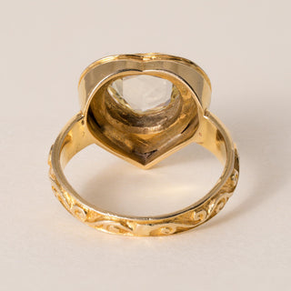 Vintage 18K YG 1.50ct Modified Heart Diamond Bezel Ring