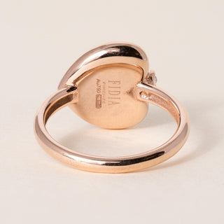 FIDIA Firenze Black Enamel Heart & Diamond Ring in 18K Rose Gold