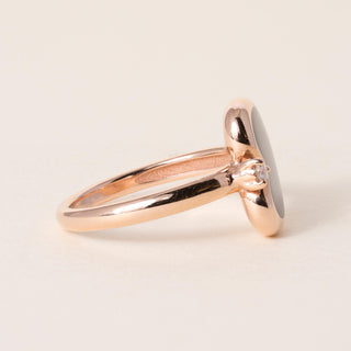 FIDIA Firenze Black Enamel Heart & Diamond Ring in 18K Rose Gold