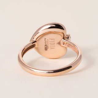 FIDIA Firenze Pink Enamel Heart & Diamond Ring in 18K Rose Gold