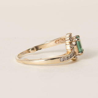 Vintage 14K Gold 0.50 Carat Emerald Oval and Diamond Halo Ring