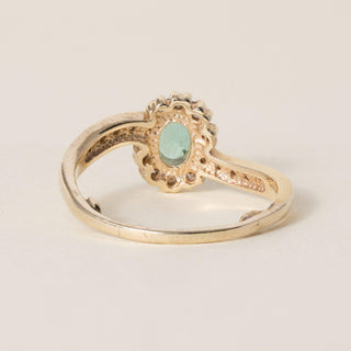 Vintage 14K Gold 0.50 Carat Emerald Oval and Diamond Halo Ring
