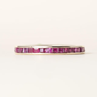 Vintage 14K Gold 2 Carats Ruby Princess Cut Eternity Ring Band