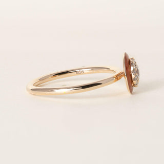Estate 18K Rose Gold Copper Enamel Halo 0.29 Carats Diamond Ring