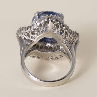 Vintage GIA Certified 11.70 CT Sapphire, 2.67 CT Diamond Platinum Ballerina Ring