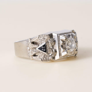 Vintage 10K Gold Masonic Double Phoenix and Star 0.50 Carat Diamond Ring