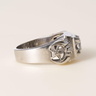 Vintage 10K Gold Masonic Double Phoenix and Star 0.50 Carat Diamond Ring