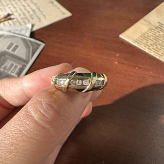 Vintage 14K Gold 0.40 Carats Channel-Set Diamond Station Band Ring