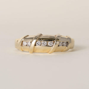 Vintage 14K Gold 0.40 Carats Channel-Set Diamond Station Band Ring