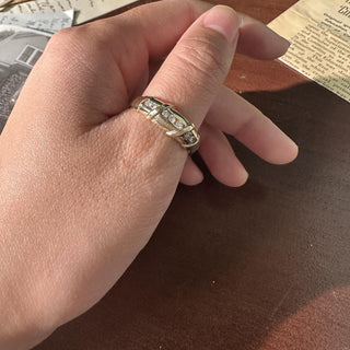 Vintage 14K Gold 0.40 Carats Channel-Set Diamond Station Band Ring