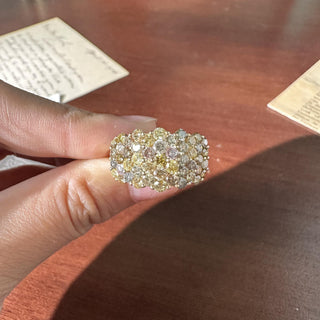 Estate 14K Yellow Gold 3.00 CT Multi Fancy Color Diamond Cluster Ring