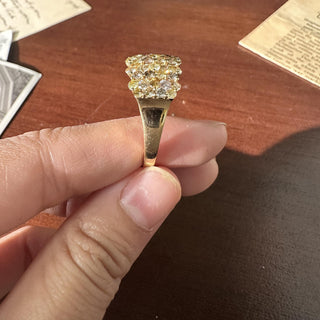 Estate 14K Yellow Gold 3.00 CT Multi Fancy Color Diamond Cluster Ring