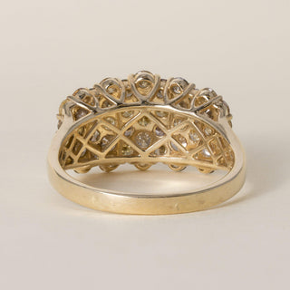 Estate 14K Yellow Gold 3.00 CT Multi Fancy Color Diamond Cluster Ring