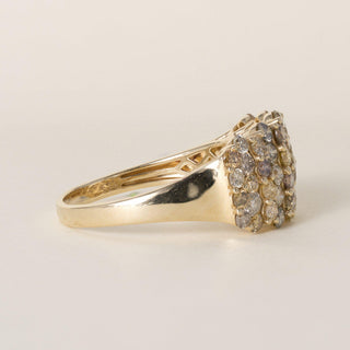 Estate 14K Yellow Gold 3.00 CT Multi Fancy Color Diamond Cluster Ring