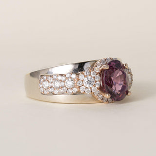 Estate 14K Two-Tone Gold 3.25 Carat Oval Purple Spinel and Diamond Band Ring
