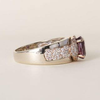 Estate 14K Two-Tone Gold 3.25 Carat Oval Purple Spinel and Diamond Band Ring