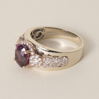 Estate 14K Two-Tone Gold 3.25 Carat Oval Purple Spinel and Diamond Band Ring