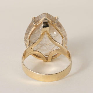 Estate 14K Yellow Gold 22 Carat Quartz Pear Shape Cocktail Ring