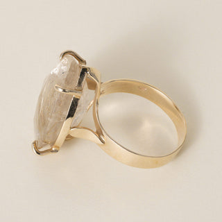 Estate 14K Yellow Gold 22 Carat Quartz Pear Shape Cocktail Ring