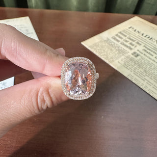 Estate 7.11 Carat Cushion-Cut Morganite and Diamond Halo 14K Rose Gold Ring