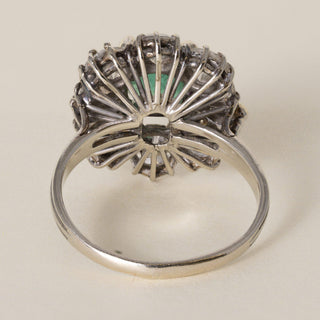 Vintage 13K Gold 1.40 Carat Emerald and 1.95 Carat Diamond Cocktail Ring
