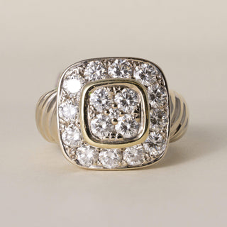 Vintage 1990s Marinelli 2.51 Carats Diamond 18K Yellow Gold Cocktail Ring