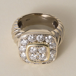 Vintage 1990s Marinelli 2.51 Carats Diamond 18K Yellow Gold Cocktail Ring