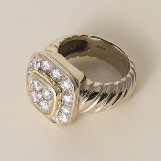 Vintage 1990s Marinelli 2.51 Carats Diamond 18K Yellow Gold Cocktail Ring
