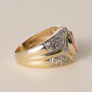 Le Vian 14K 2 Tone Gold Pink Tourmaline and Diamond Wide Ring Band